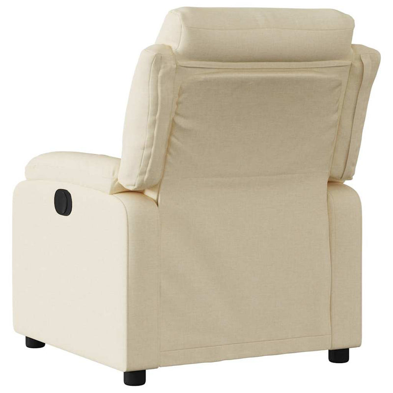 Fotoliu rabatabil electric, crem, material textil