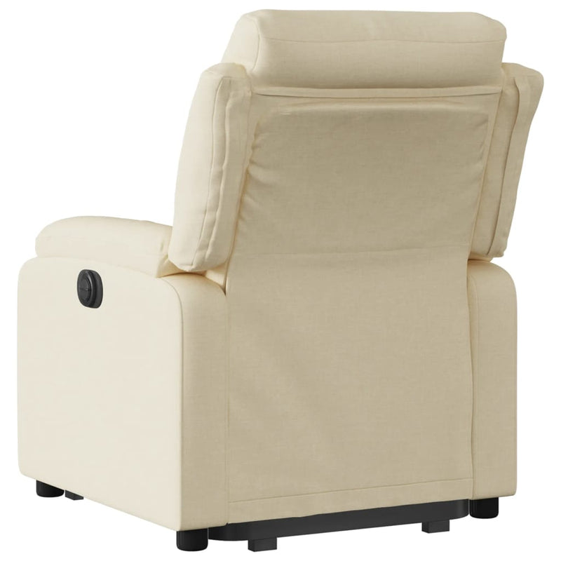 Fotoliu electric rabatabil cu ridicare, crem, textil