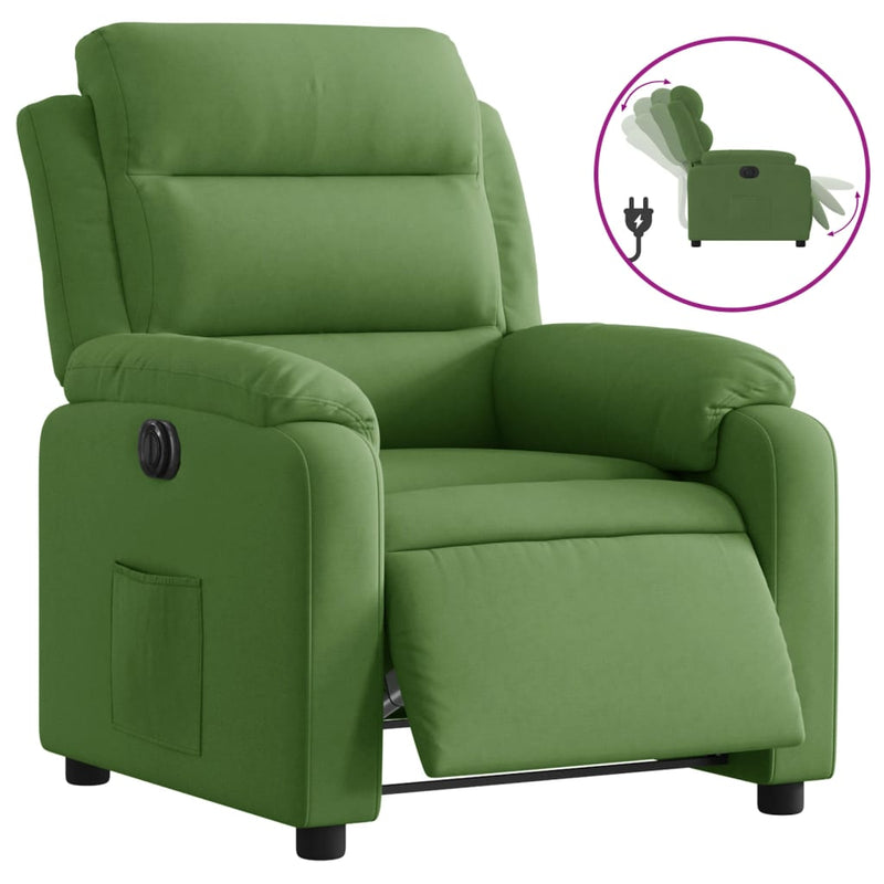 Fotoliu rabatabil electric, verde deschis, catifea