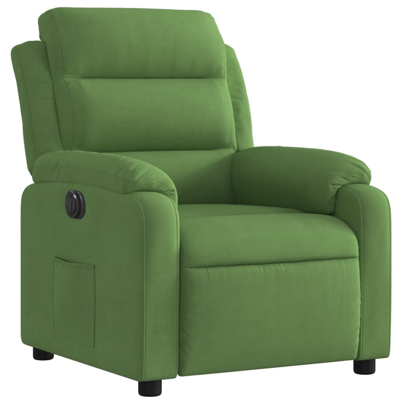 Fotoliu rabatabil electric, verde deschis, catifea