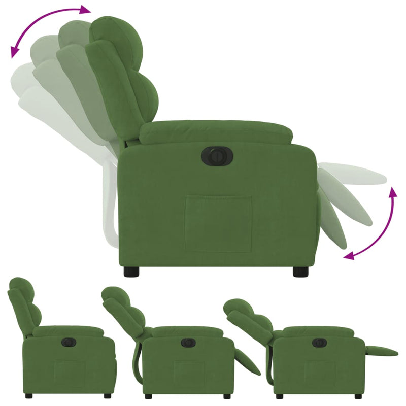 Fotoliu rabatabil electric, verde deschis, catifea