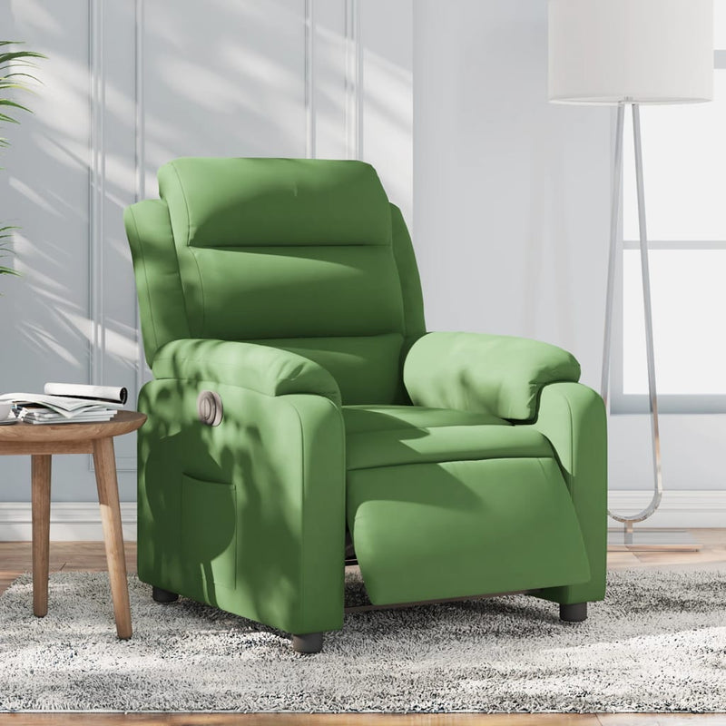 Fotoliu rabatabil electric, verde deschis, catifea