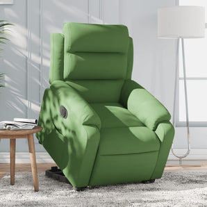 Fotoliu electric rabatabil cu ridicare, verde deschis, catifea
