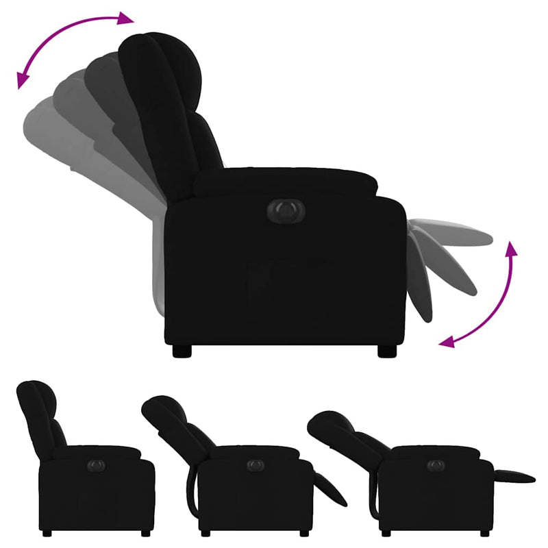 Fotoliu rabatabil electric, negru, material textil