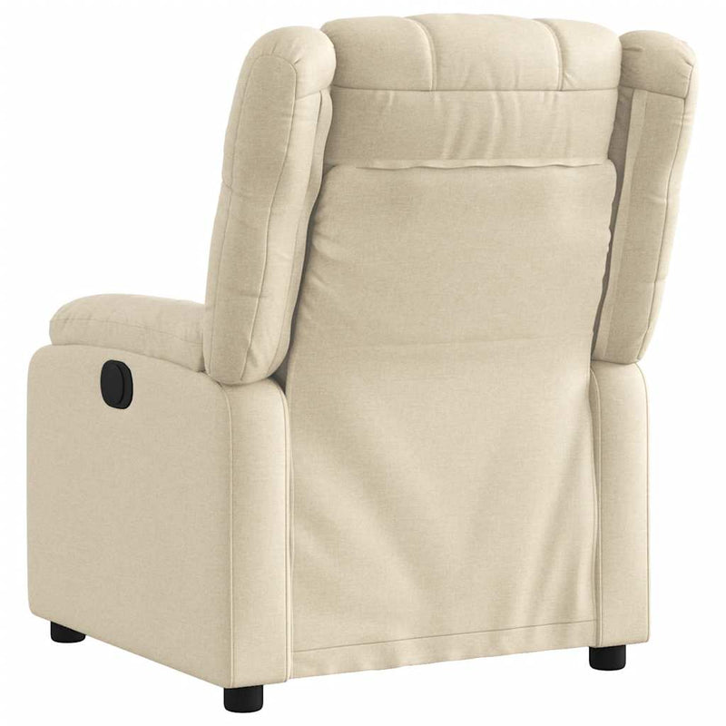 Fotoliu rabatabil electric, crem, material textil