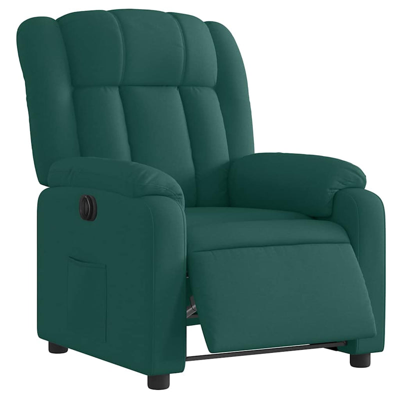Fotoliu rabatabil electric, verde închis, material textil