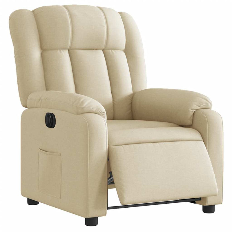 Fotoliu rabatabil electric, crem, material textil