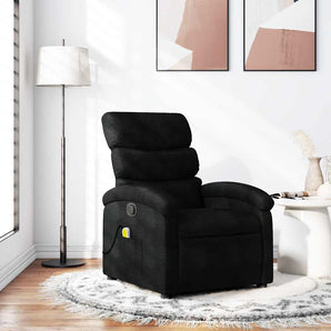 Fotoliu reclinabil cu masaj, material textil negru