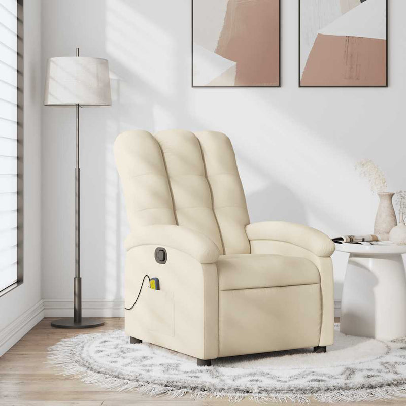 Fotoliu de masaj reclinabil, material textil crem