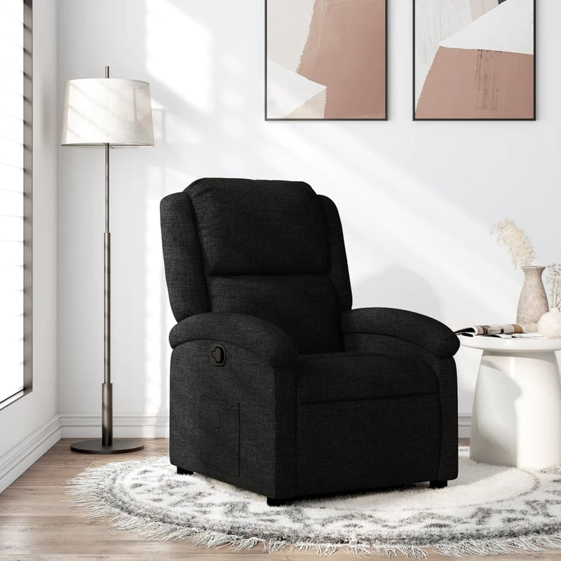 Fotoliu rabatabil din material textil negru