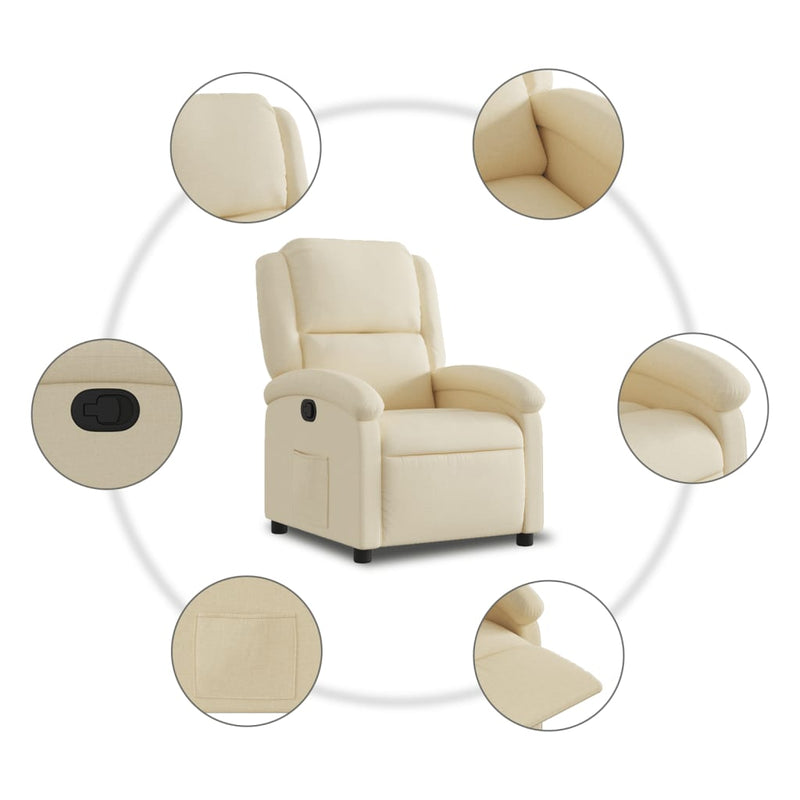 Fotoliu rabatabil, material textil crem