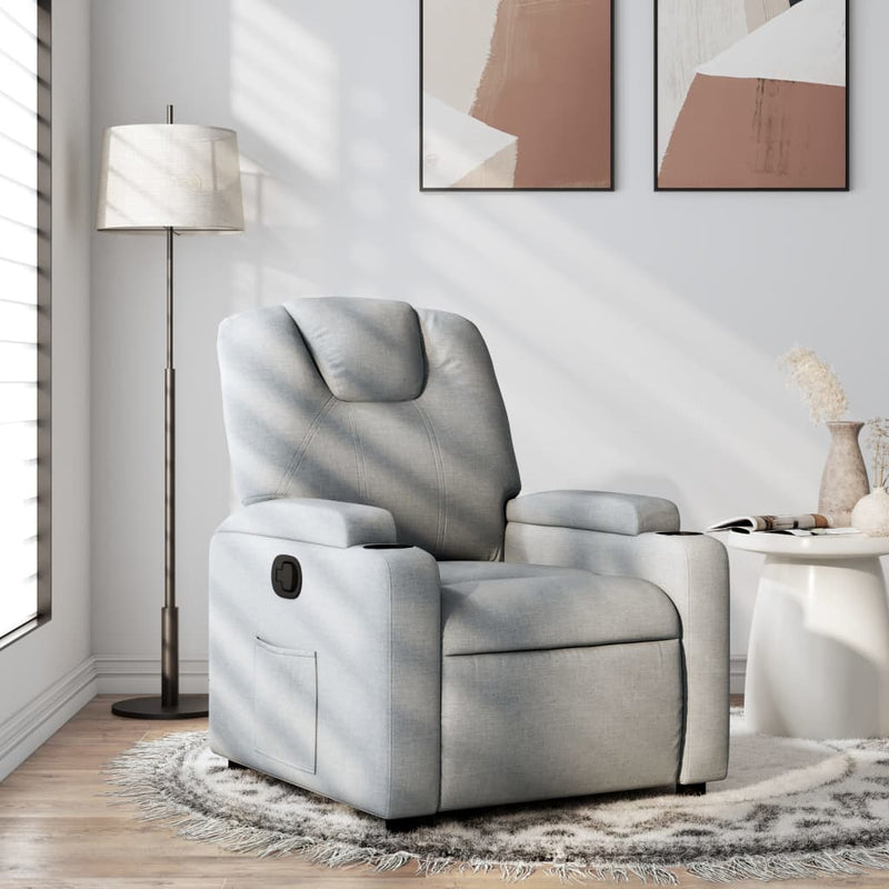 Fotoliu rabatabil gri deschis, material textil