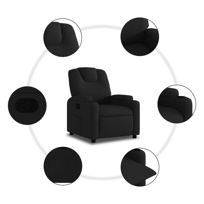 Fotoliu rabatabil din material textil negru