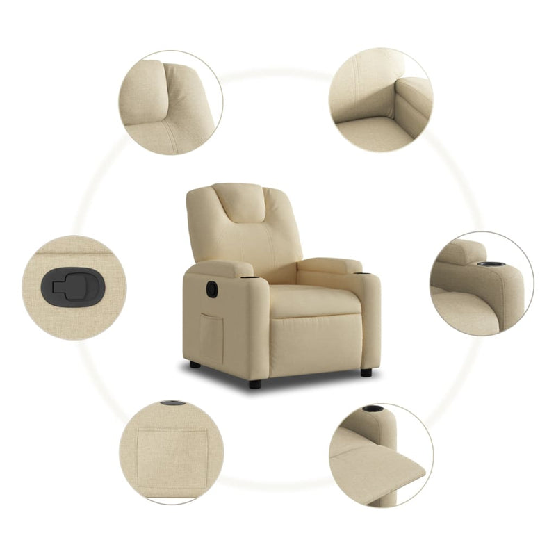 Fotoliu rabatabil, material textil crem