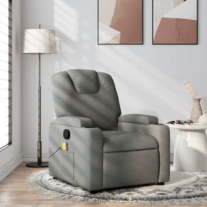 Fotoliu reclinabil cu masaj, gri închis, material textil