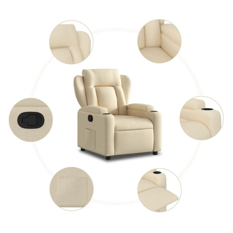 Fotoliu rabatabil, material textil crem