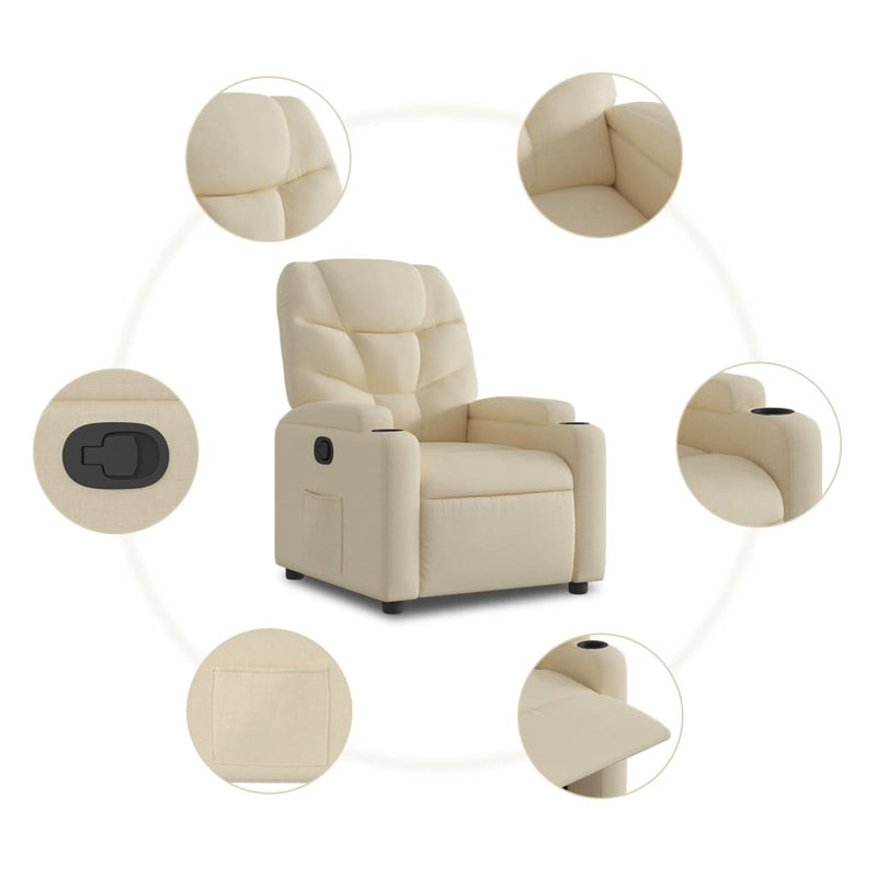 Fotoliu rabatabil, material textil crem
