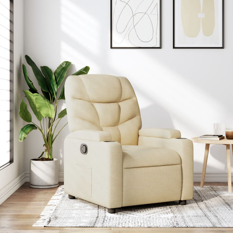 Fotoliu rabatabil, material textil crem
