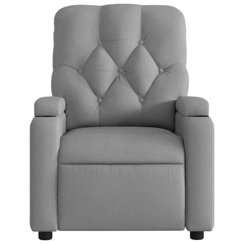 Fotoliu reclinabil cu masaj, gri deschis, material textil