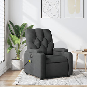 Fotoliu reclinabil cu masaj, gri închis, material textil
