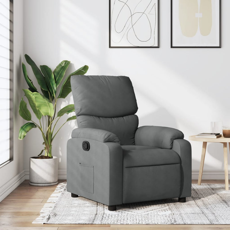 Fotoliu rabatabil gri închis, material textil