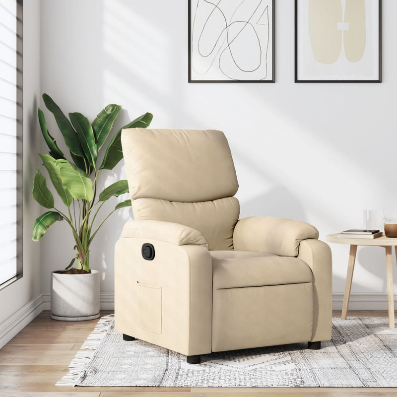 Fotoliu rabatabil, material textil crem