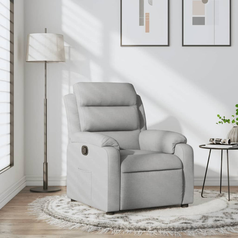 Fotoliu rabatabil gri deschis, material textil