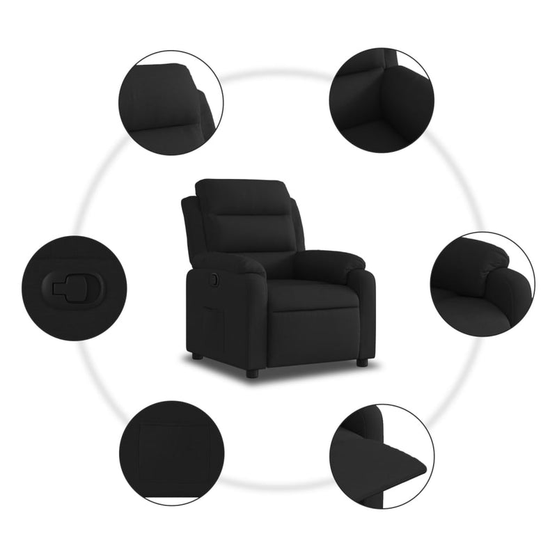 Fotoliu rabatabil din material textil negru