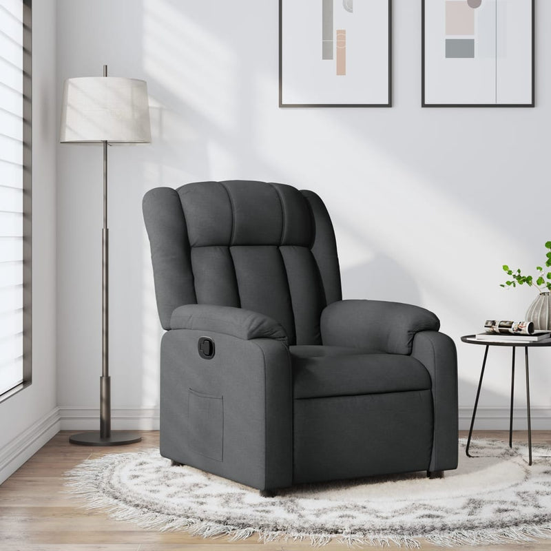Fotoliu rabatabil gri închis, material textil