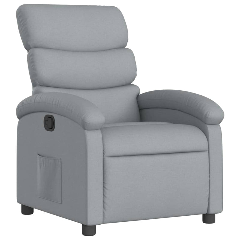 Fotoliu rabatabil gri deschis, material textil