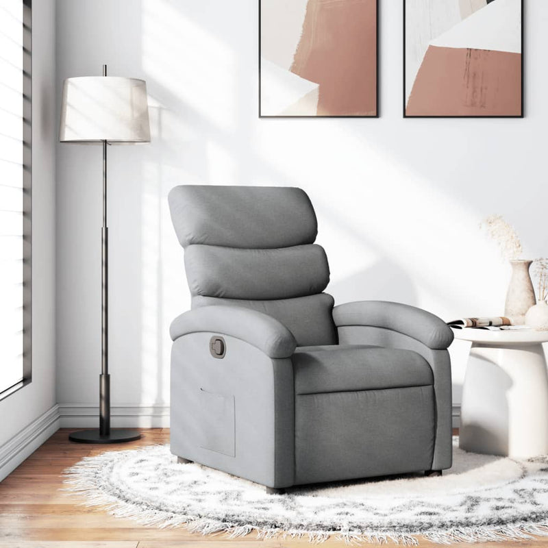 Fotoliu rabatabil gri deschis, material textil