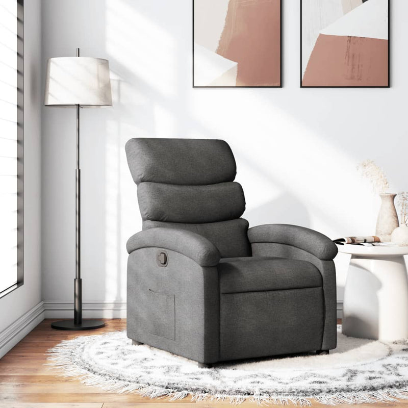 Fotoliu rabatabil gri închis, material textil