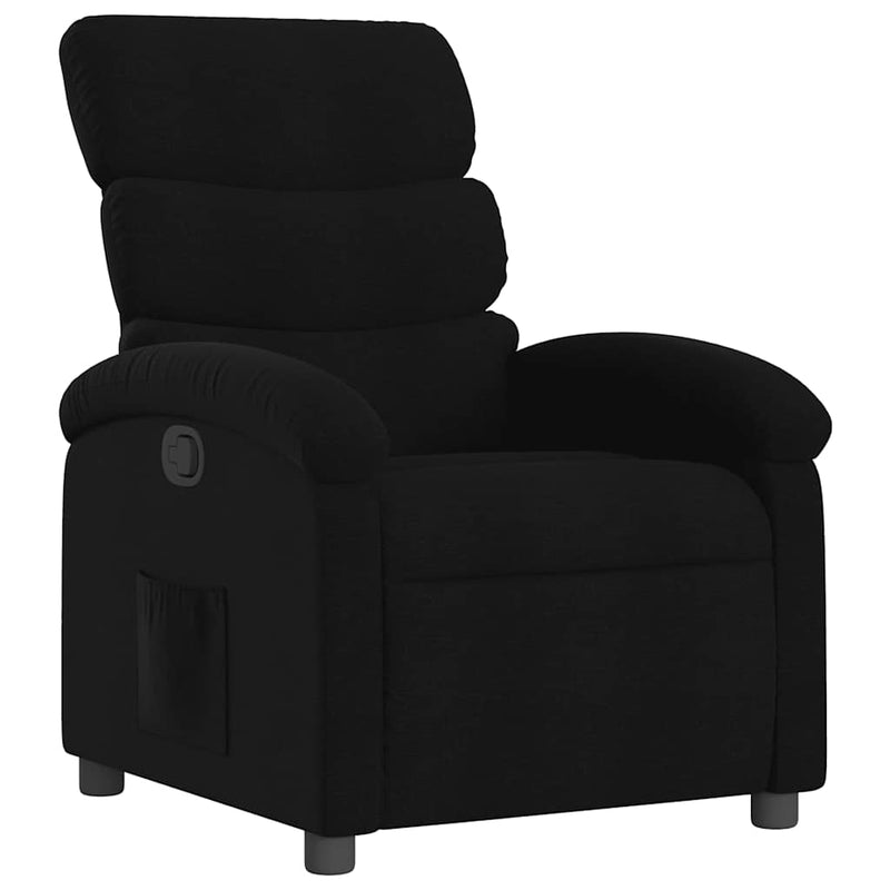 Fotoliu rabatabil din material textil negru