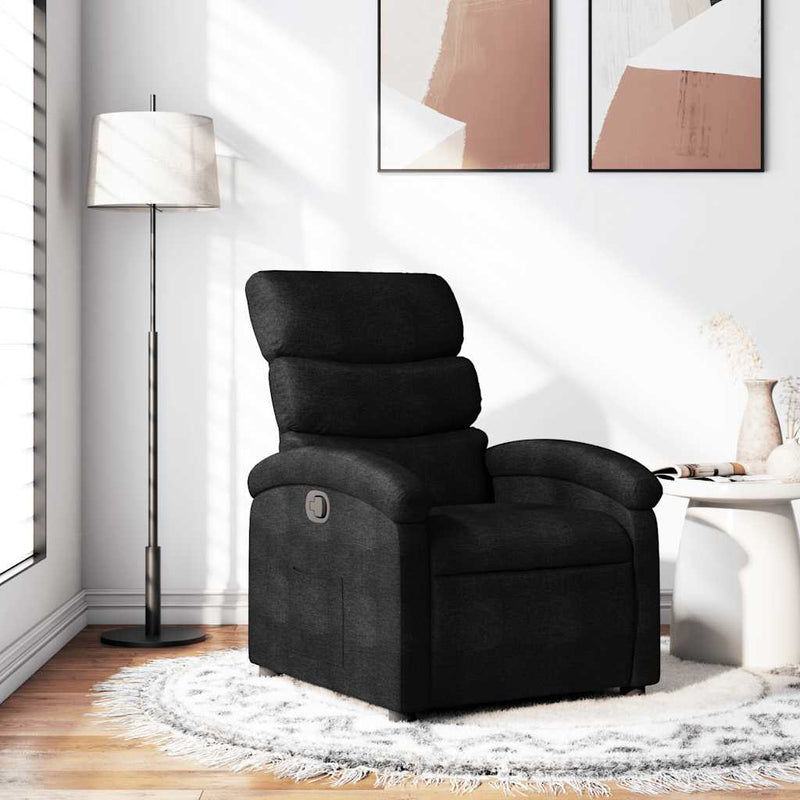 Fotoliu rabatabil din material textil negru