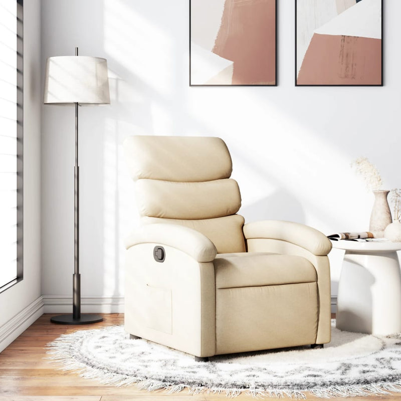 Fotoliu rabatabil, material textil crem