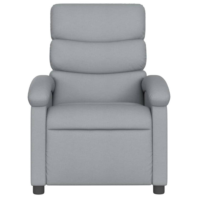 Fotoliu reclinabil cu masaj, gri deschis, material textil