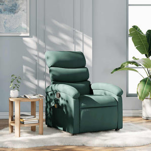 Fotoliu reclinabil cu masaj, verde închis, material textil