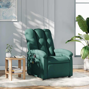 Fotoliu reclinabil cu masaj, verde închis, material textil