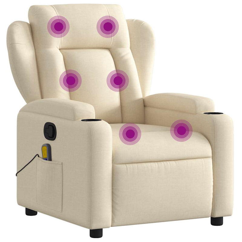 Fotoliu de masaj reclinabil, material textil crem