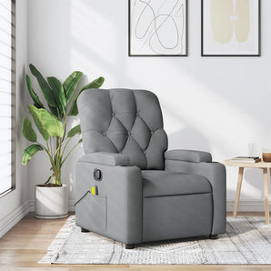 Fotoliu reclinabil cu masaj, gri deschis, material textil