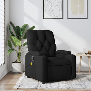 Fotoliu reclinabil cu masaj, material textil negru