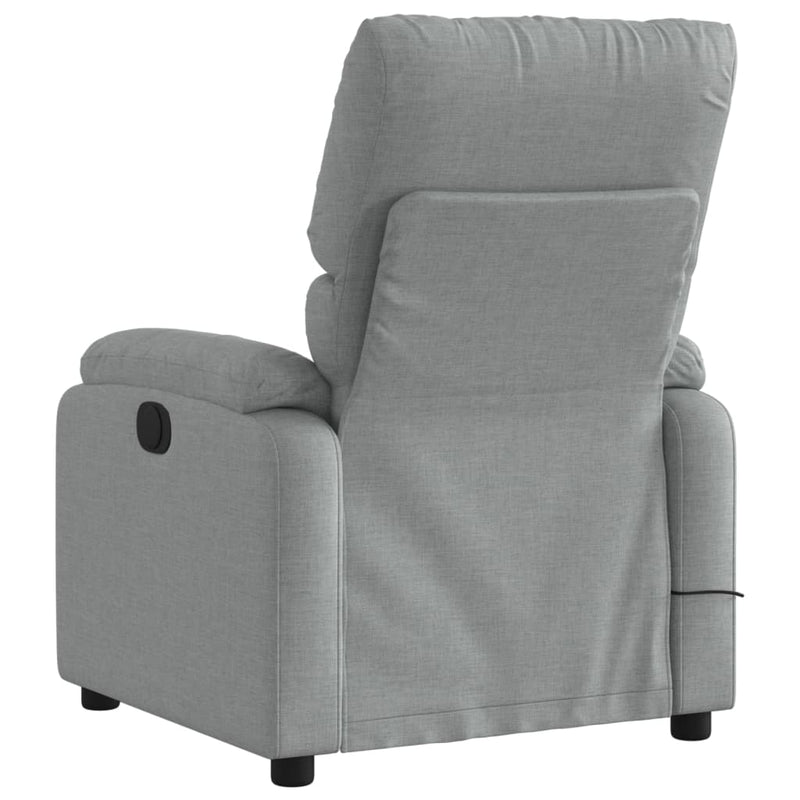 Fotoliu reclinabil cu masaj, gri deschis, material textil
