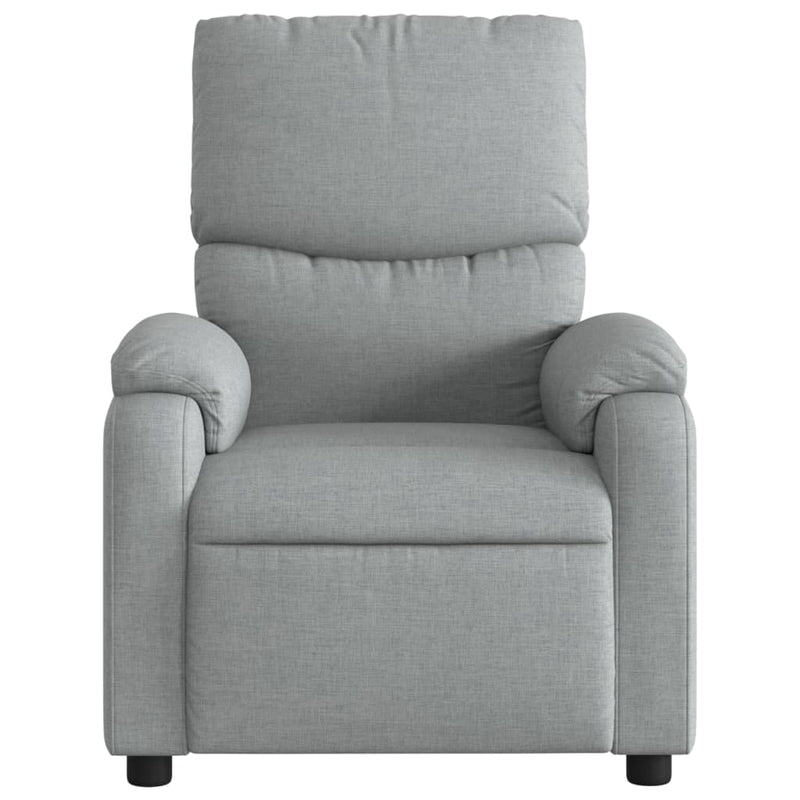 Fotoliu reclinabil cu masaj, gri deschis, material textil