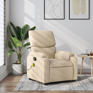 Fotoliu de masaj reclinabil, material textil crem