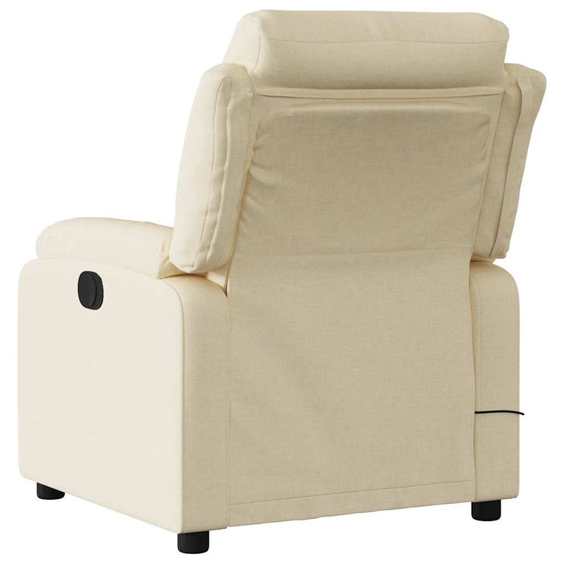 Fotoliu de masaj reclinabil, material textil crem