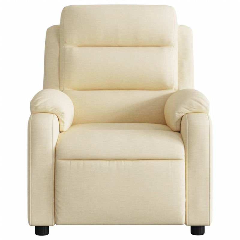 Fotoliu de masaj reclinabil, material textil crem