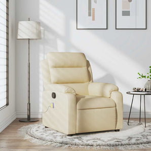 Fotoliu de masaj reclinabil, material textil crem