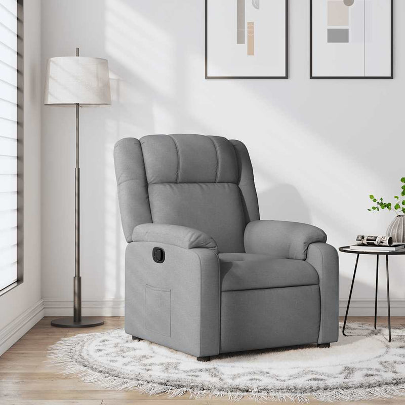 Fotoliu rabatabil gri deschis, material textil