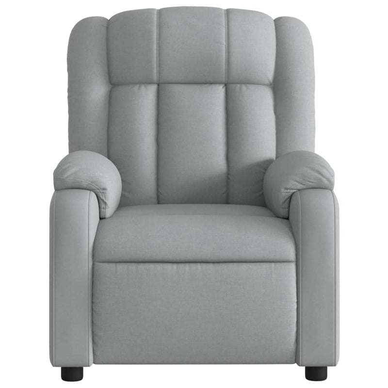 Fotoliu reclinabil cu masaj, gri deschis, material textil