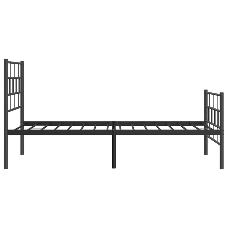 Cadru pat metalic cu tăblii de cap/picioare, negru, 90x200 cm